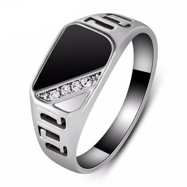 Black Enamel Men Ring